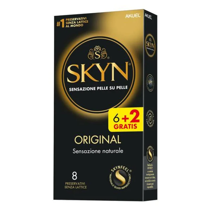 Akuel Skin Original Preservativi senza Lattice 6 Pezzi + 2 Omaggio
