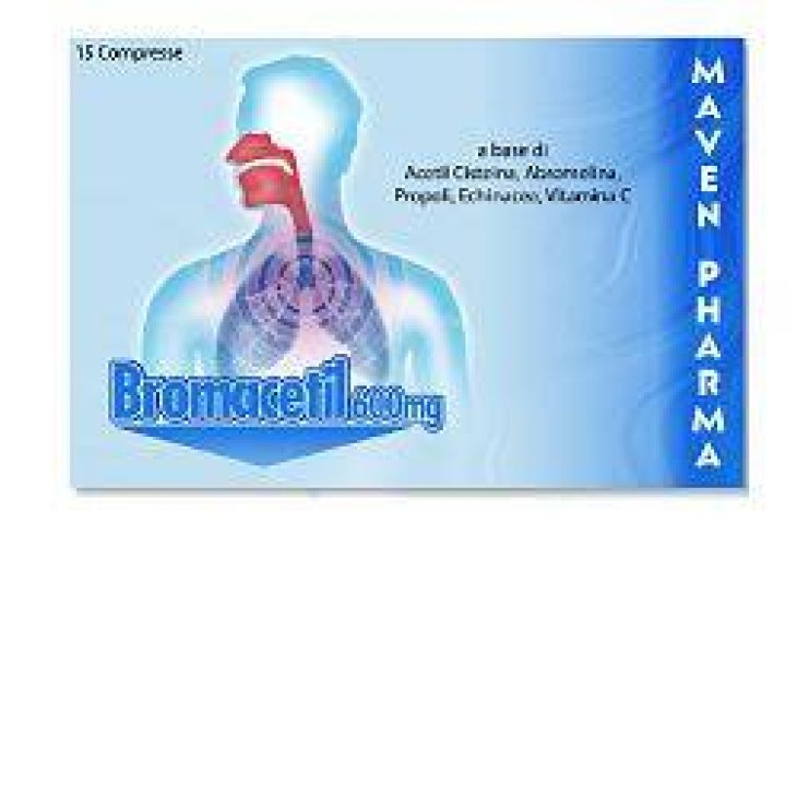 Maven Pharma Bromacetil 600mg Integratore Vie Respiratorie 15 compresse effervescenti