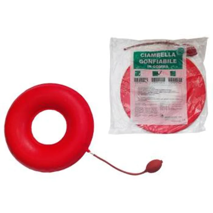 CIAMBELLA GONFIABILE PER INVALIDI IN GOMMA ROSSA TEAM DELUXECON POMPA 43CM DIAMETRO