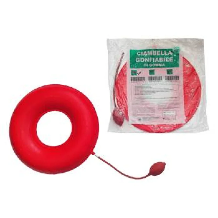 CIAMBELLA GONFIABILE PER INVALIDI IN GOMMA ROSSA TEAM DELUXECON POMPA 40CM DIAMETRO