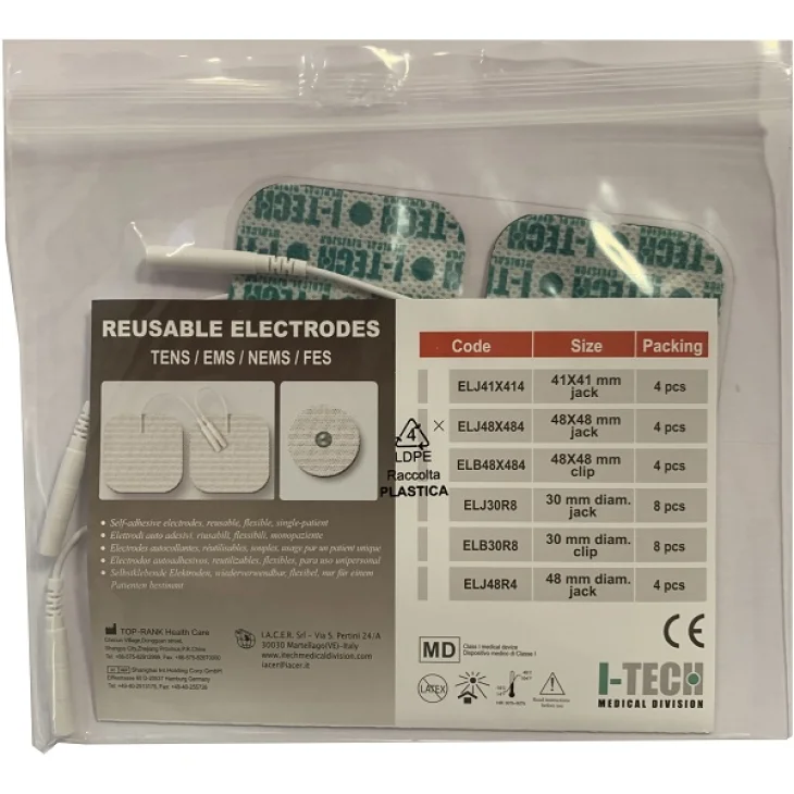 4 PEZZI ELETTRODO 48X48MM MINI-JACK 1 CAVETTO