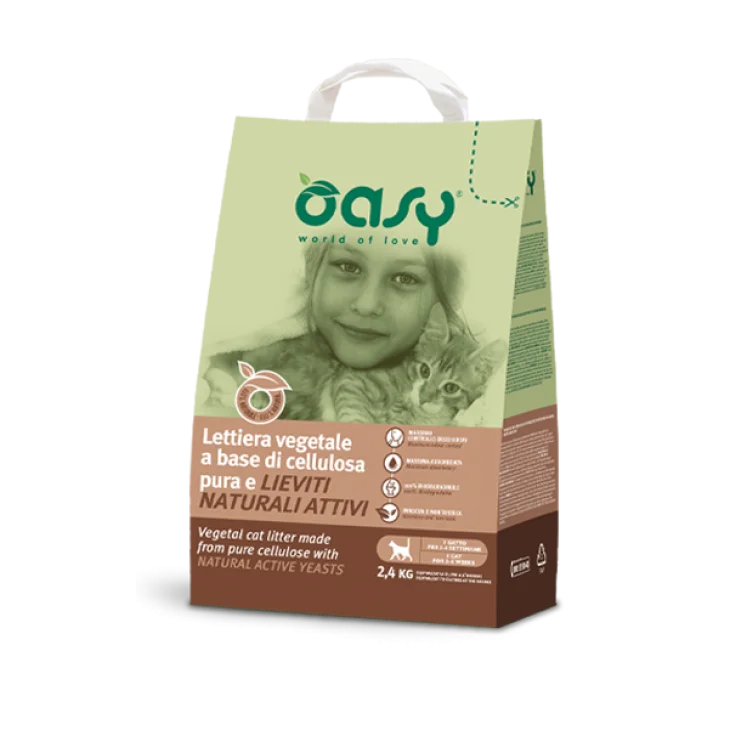 Oasy Lettiera vegetale in cellulosa e Lieviti naturali da 6 litri