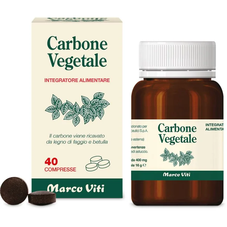 Marco Viti Carbone Vegetale Integratore contro il gonfiore addominale 40 Compresse