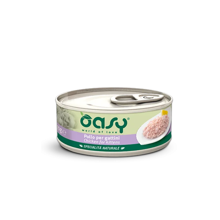 Oasy Specialità Naturali Cibo Umido per Gattini Gusto Pollo in lattina 70 g