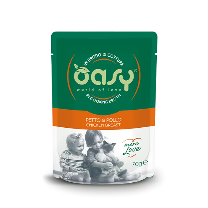Oasy Wet Cat More Love Cibo Umido per Gatti Adulti gusto Pollo 70 g