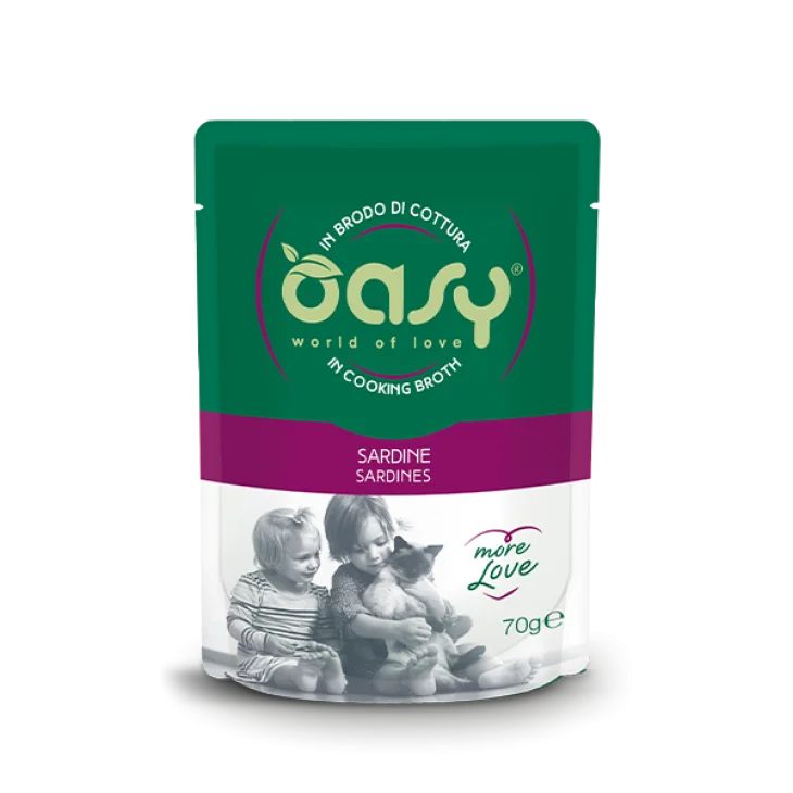 Oasy Wet Cat More Love Cibo Umido per Gatti Adulti gusto Sardine 70 g