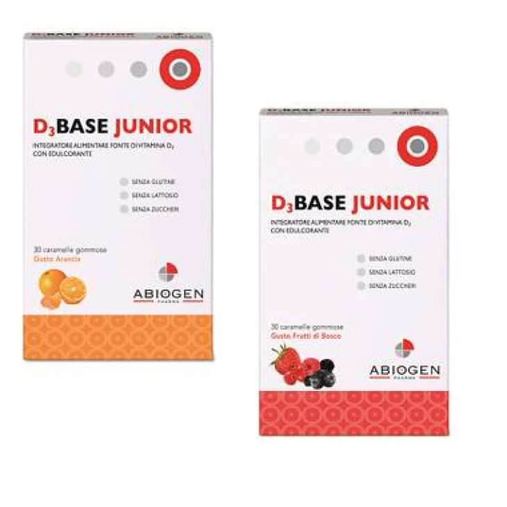 D3 Base Junior Integratore di Vitamina D3 30 Caramelle Gommose Gusto Arancia