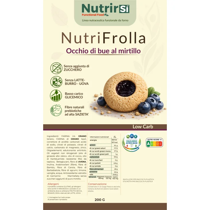 NutrirSi Biscotto & Marmellata Mirtillo a basso carico glicemico 200 g
