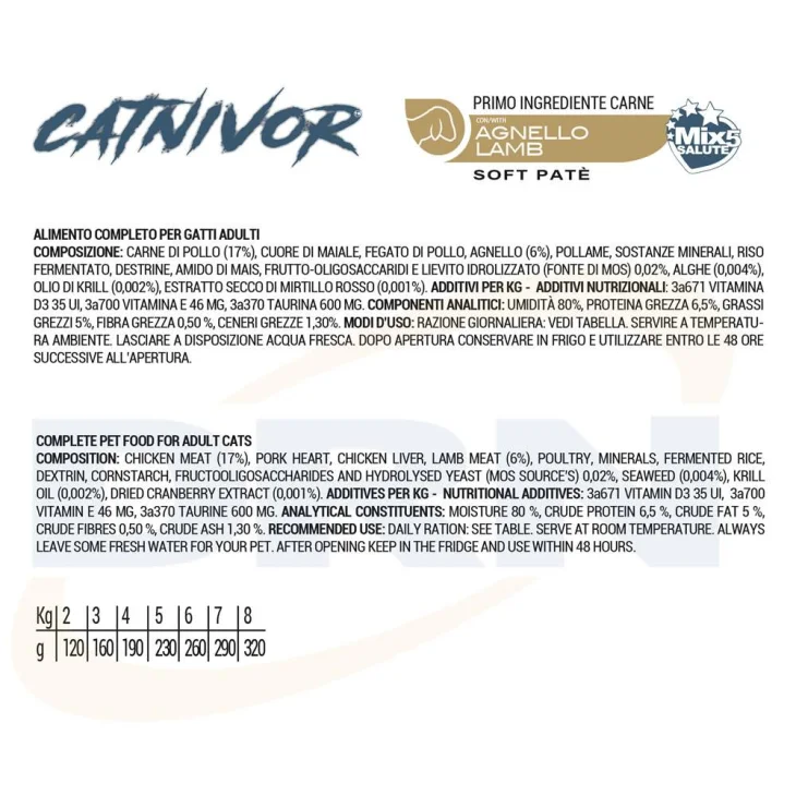 DRN Catnivor Agnello Alimento umido per gatti 80 g