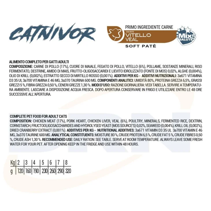 DRN Catnivor Vitello Alimento umido per gatti 80 g