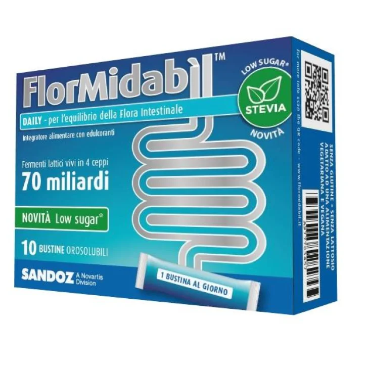 Flormidabil Daily Integratore per equilibrio intestinale 10 Bustine con stevia