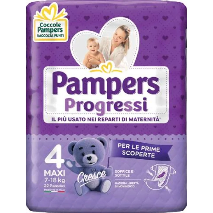 Pampers Progressi Maxi Pannolino Taglia 4 (7-18 kg) 22 pezzi