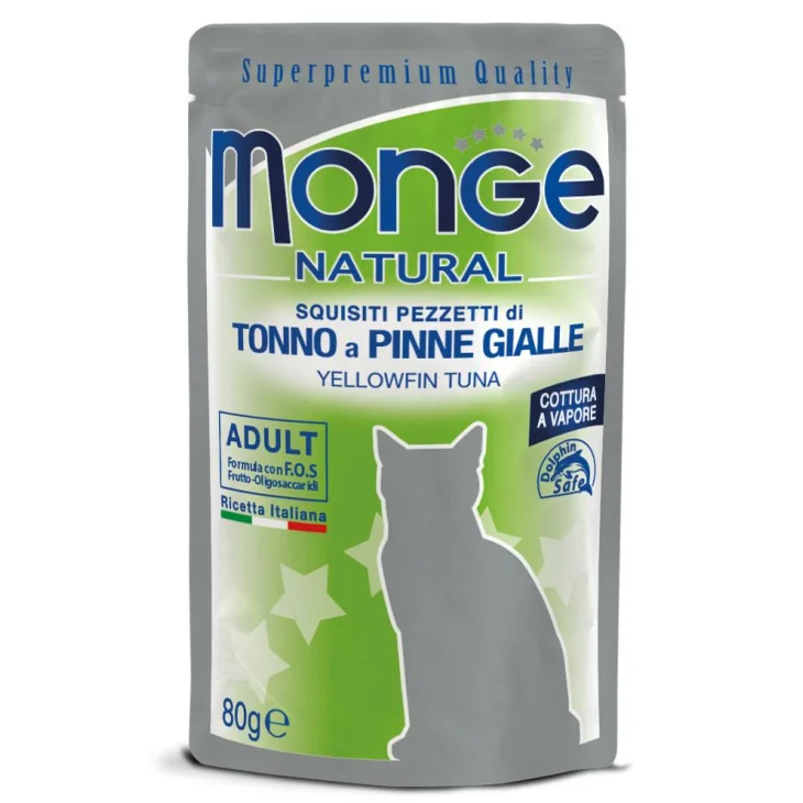 Monge Natural Tonno A Pinne Gialle Pezzetti per Gatti Adulti 80 g