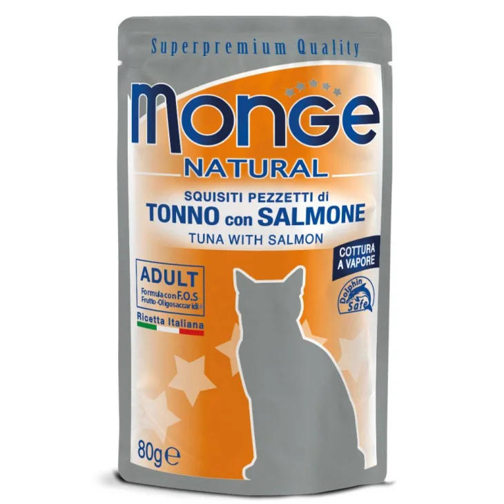 Monge Natural Pezzetti di Tonno con Salmone per Gatti Adulti 80 g