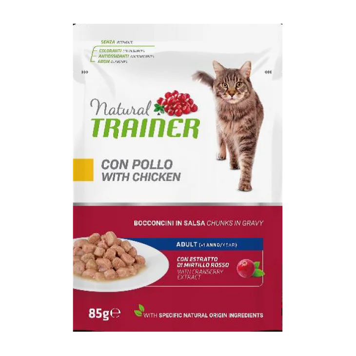 Trainer Natural Cat Adult With Chicken Cibo Umido per Gatti Gusto Pollo Busta 85 g