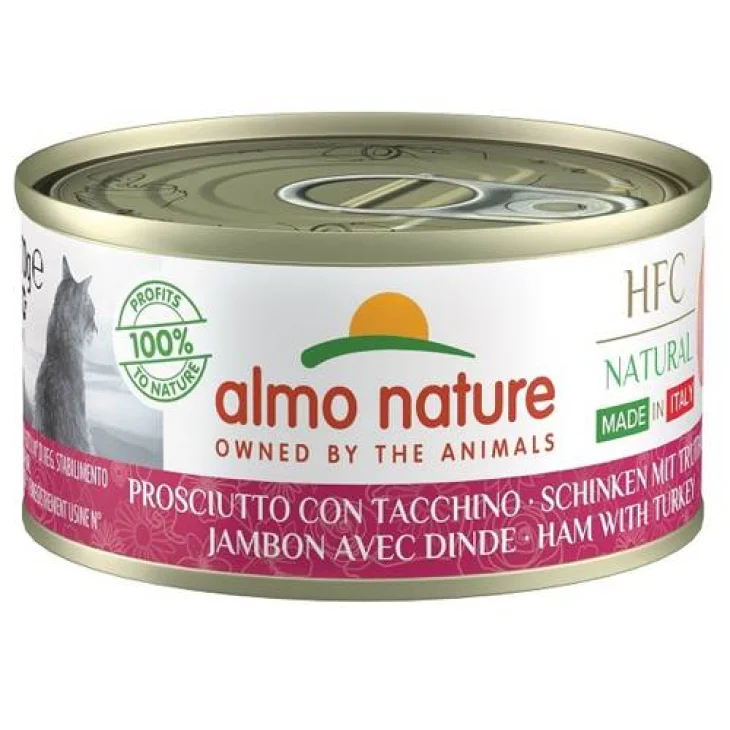 HFC Cat Naturale Prosciutto con Tacchino Alimento umido per gatti adulti 70 g
