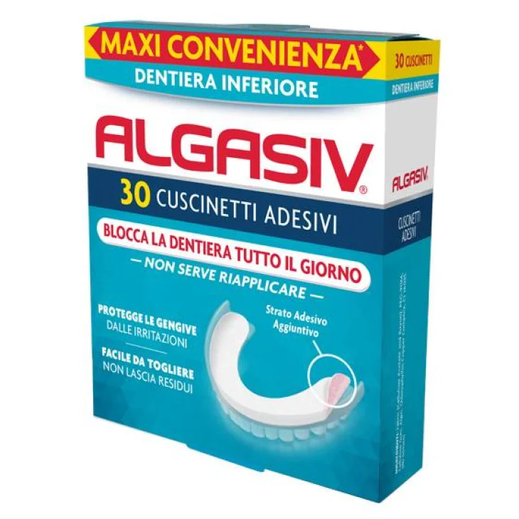 Algasiv Adesivo per protesi dentaria inferiore 30 Pezzi