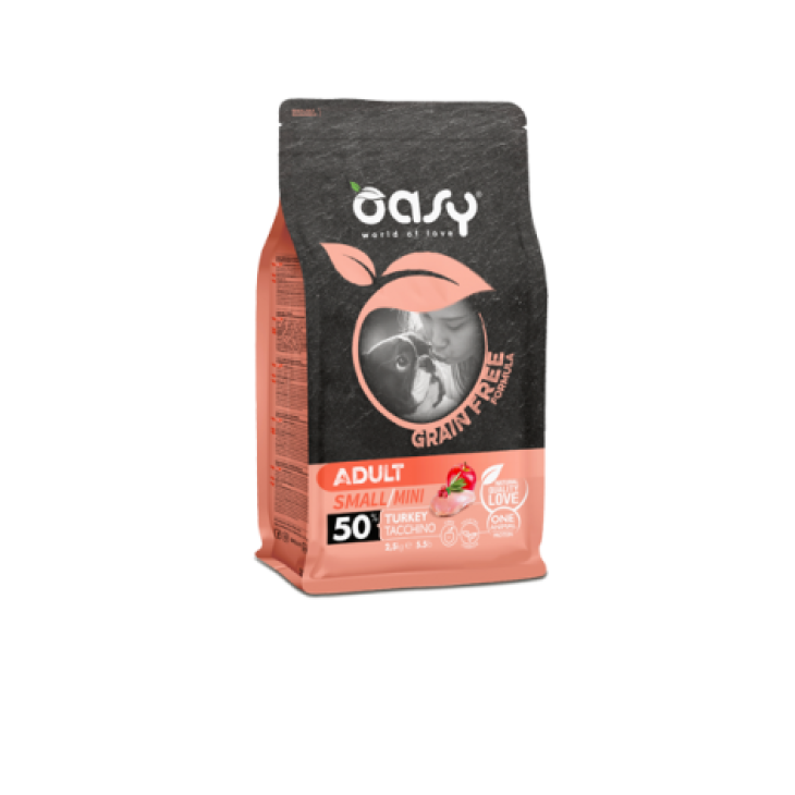 Oasy Grain Free Adult Small/Mini Cibo Secco per Cani Senza Glutine Gusto Tacchino 800 g