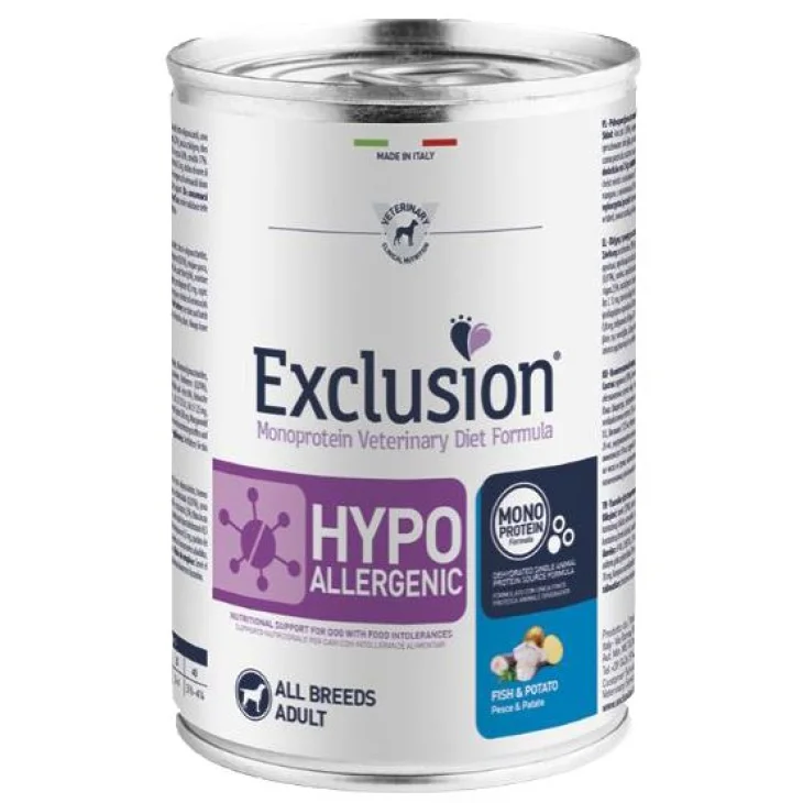 EXCLUSION MONOPROTEIN VETERINARY DIET FORMULA HYPOALLERGENICFISH AND POTATO ALL BREEDS 200 G