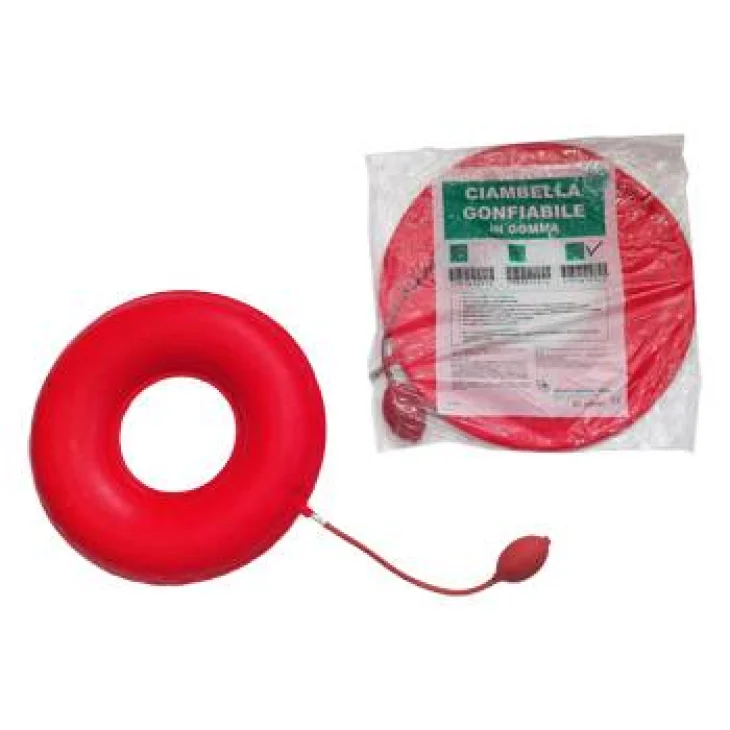 CIAMBELLA GONFIABILE PER INVALIDI IN GOMMA ROSSA TEAM DELUXECON POMPA 45CM DIAMETRO