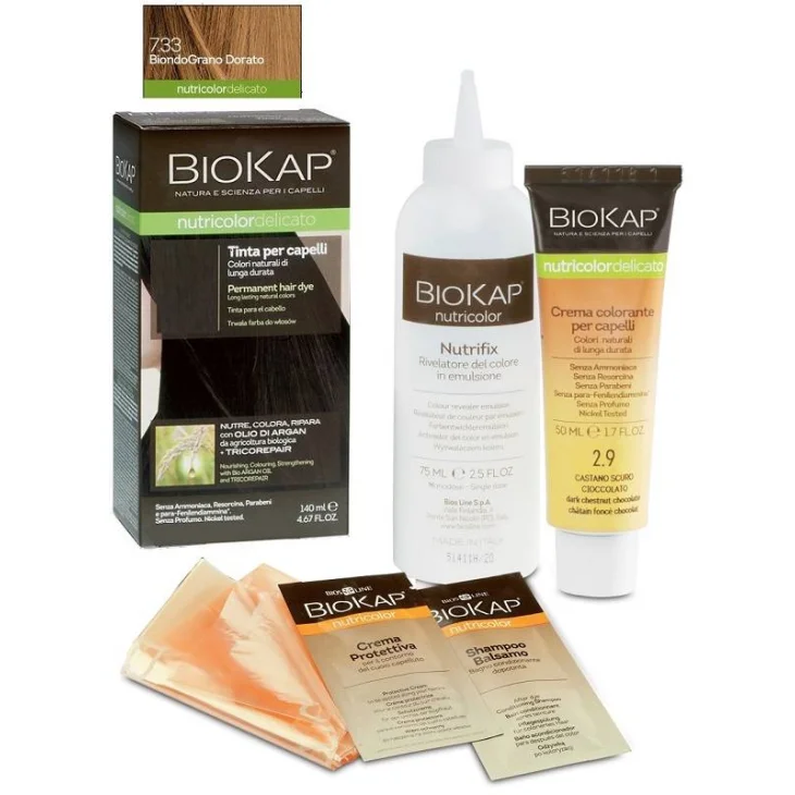 BIOKAP NUTRICOLOR DELICATO + 7,33 BIONDO GRANO DORATO TINTATUBO + FLACONE
