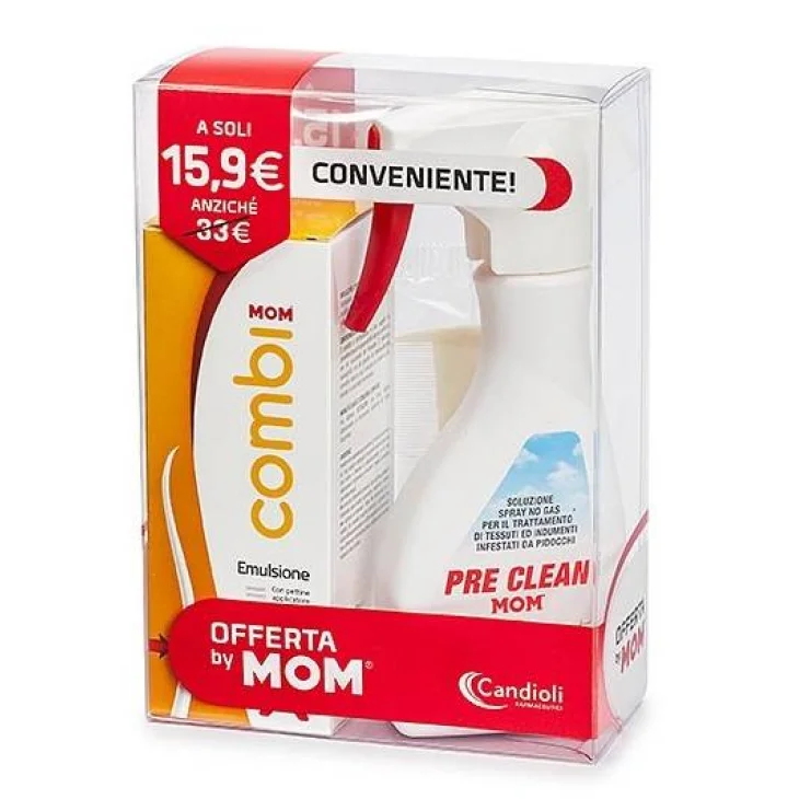 Candioli Mom Kit Emergenza pidocchi Emulsione per capelli 100 g + Spray Pre Clean per tessuti 150 g