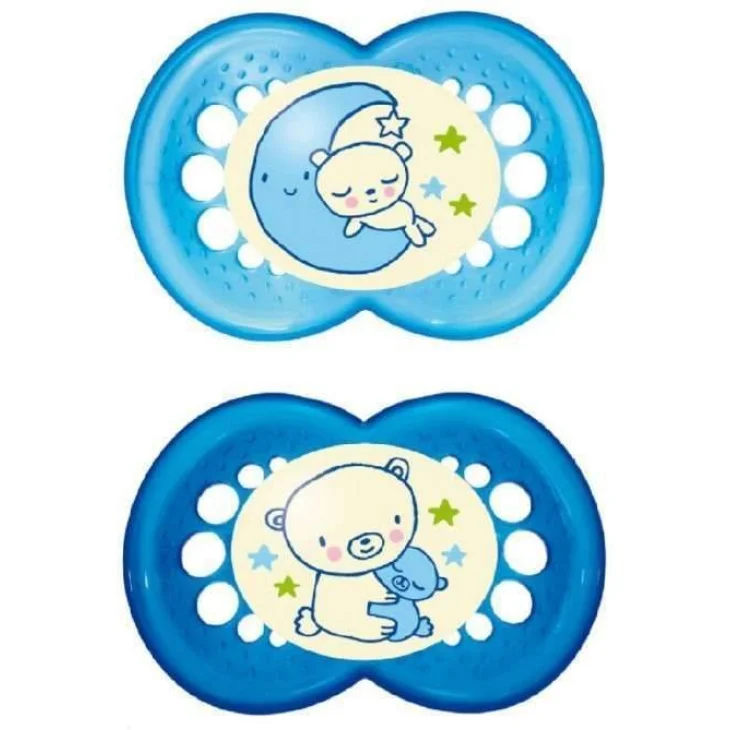 MAM Night Succhietto luminoso in Caucciù per bambini dai 16 mesi 2 pezzi