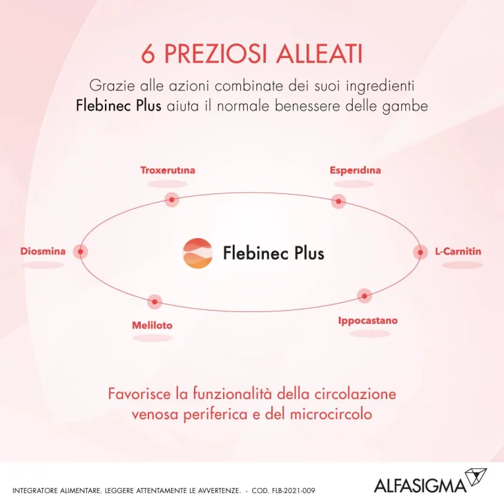 Flebinec Plus Integratore per la circolazione venosa 14 Bustine x 4 g