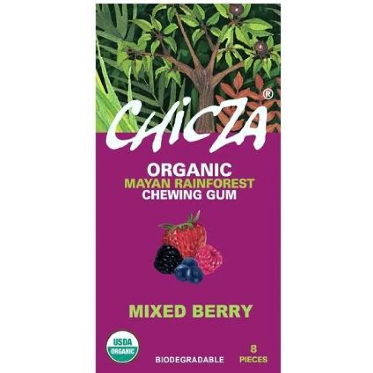 Chicza Chewing Gum Biodegradabile Gusto Frutti Rossi Tropicali 8 Pezzi