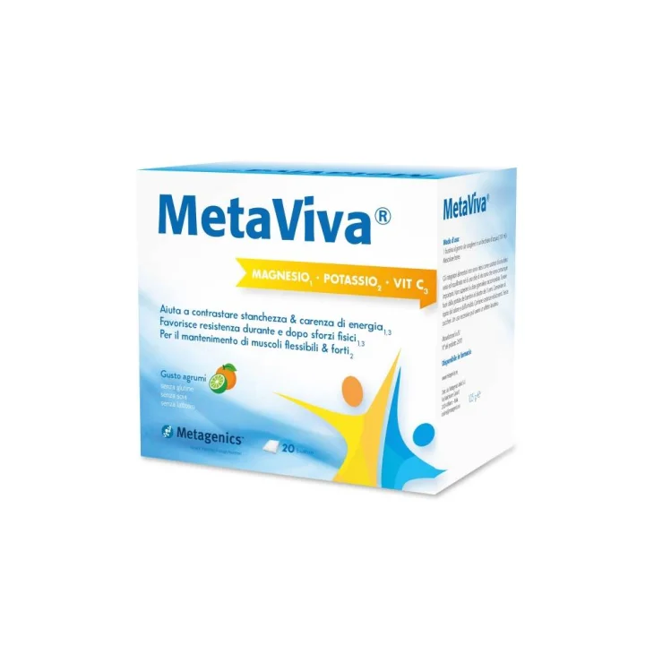 Metagenics Metaviva Magnesio Potassio Vitamina C Integratore contro la stanchezza 20 Bustine