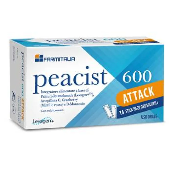 Peacist 600 Attack Integratore per le vie urinarie 14 Stick Orosolubili
