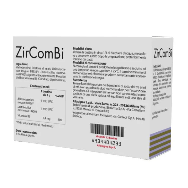 Alfasigma Zircombi Integratore Fermenti Lattici 1,5g 12 Bustine