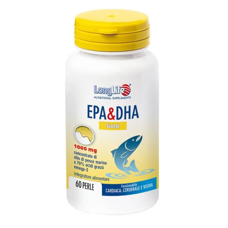 LongLife EPA&DHA Gold 1000 mg Integratore per il benessere del cuore 60 Perle