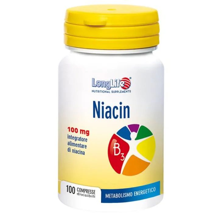 Longlife Niacin 100 MG Integratore Vitamina B 100 compresse