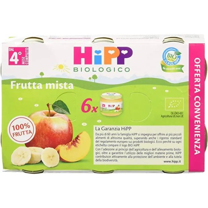 Hipp Bio Omogeneizzato Biologico Frutta Mista 6 x 80 g