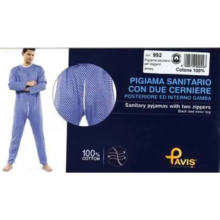 Pavis Wellness 992 Pigiama uomo con doppia cerniera color azzurro TG XL