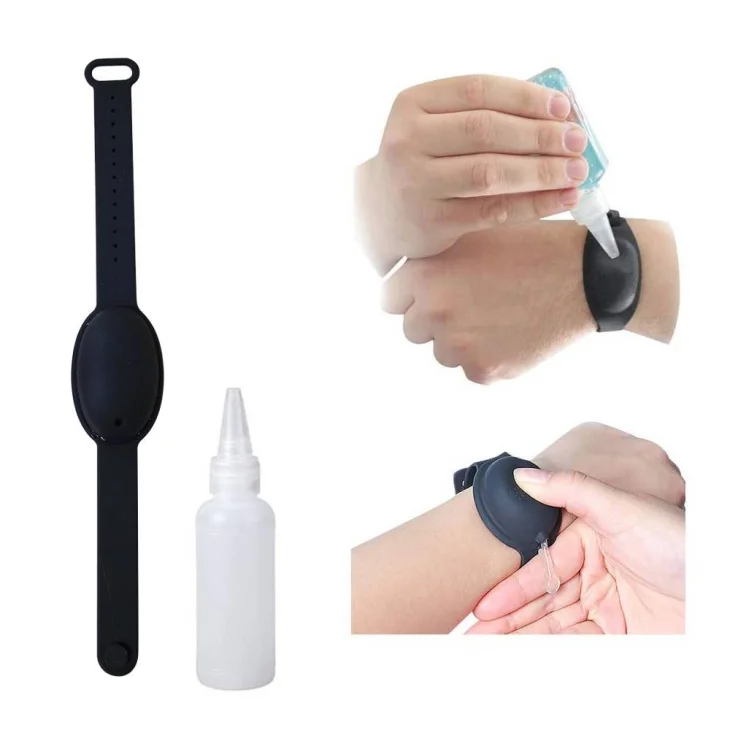 Bracciale Dispenser in Silicone per Disinfettante Mani + Bottiglia Ricaricabile Vari Colori