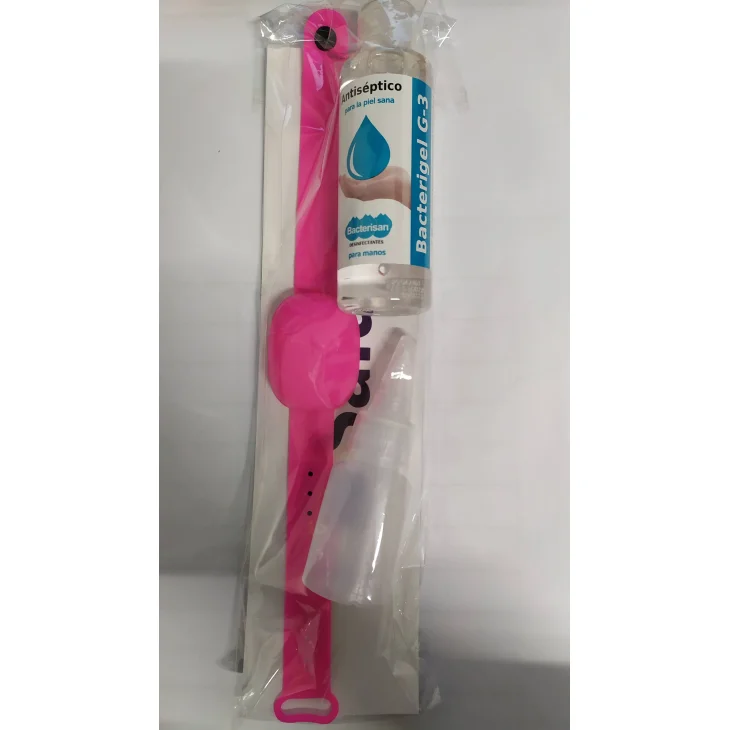 Bracciale Dispenser in Silicone per Disinfettante Mani + Bottiglia Ricaricabile Vari Colori