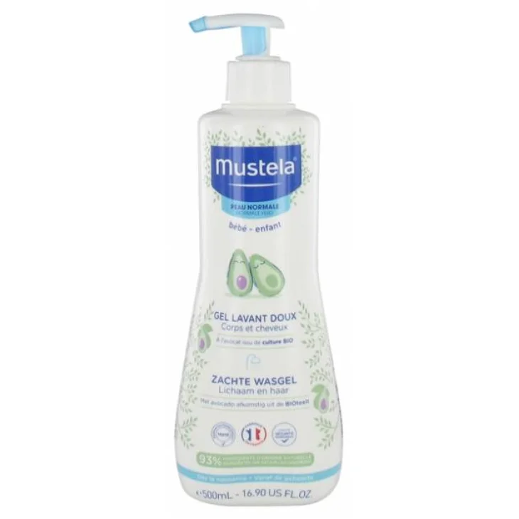 Mustela Detergente Delicato con Avocado Bio per Corpo e Capelli del Bebè 500 ml