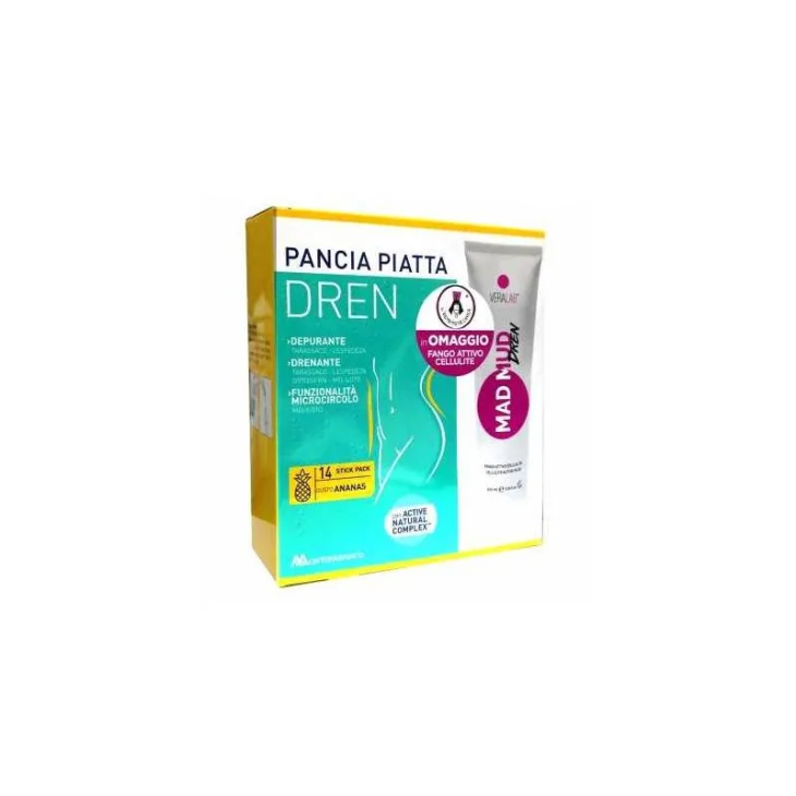 Montefarmaco Pancia Piatta Dren Ananas 14 bustine + Veralab Mad Mud Dren Fango Anticellulite 100 ml