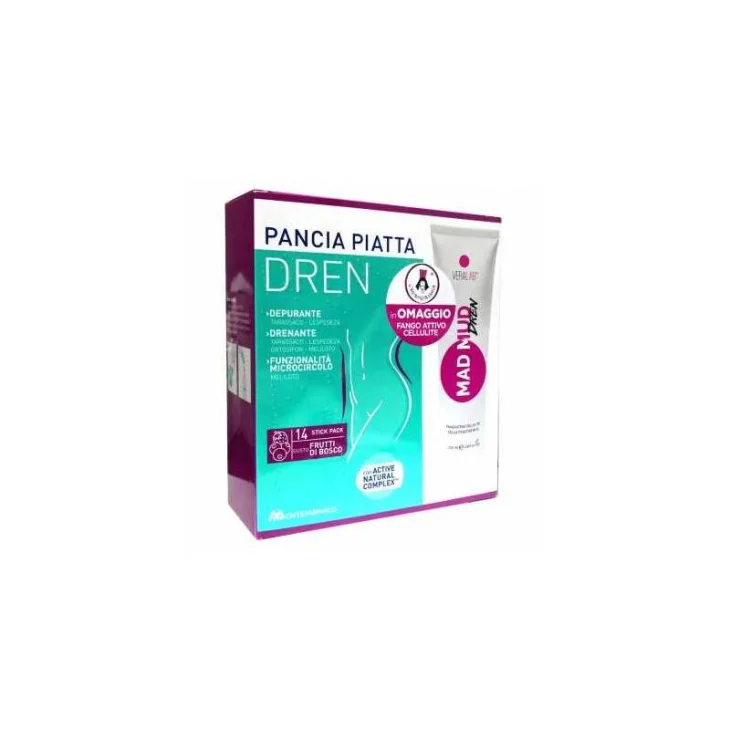Montefarmaco Pancia Piatta Dren Frutti di Bosco 14 bustine + Veralab Mad Mud Dren Fango Anticellulite 100 ml