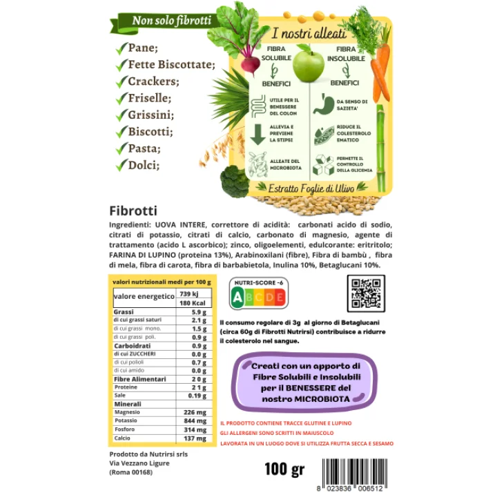 NutrirSi Fibrotti Naturali Biscotti a basso carico glicemico 100 g
