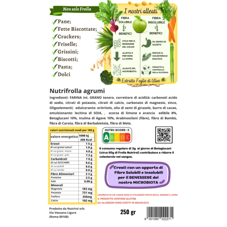 NutrirSi Nutrifrolla Agrumi Biscotti a basso carico glicemico 250 g