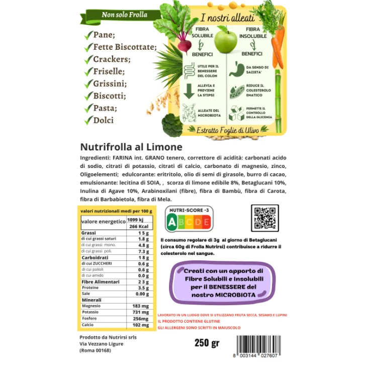 NutrirSi Nutrifrolla Limone Biscotti a Basso Carico Glicemico 250 g