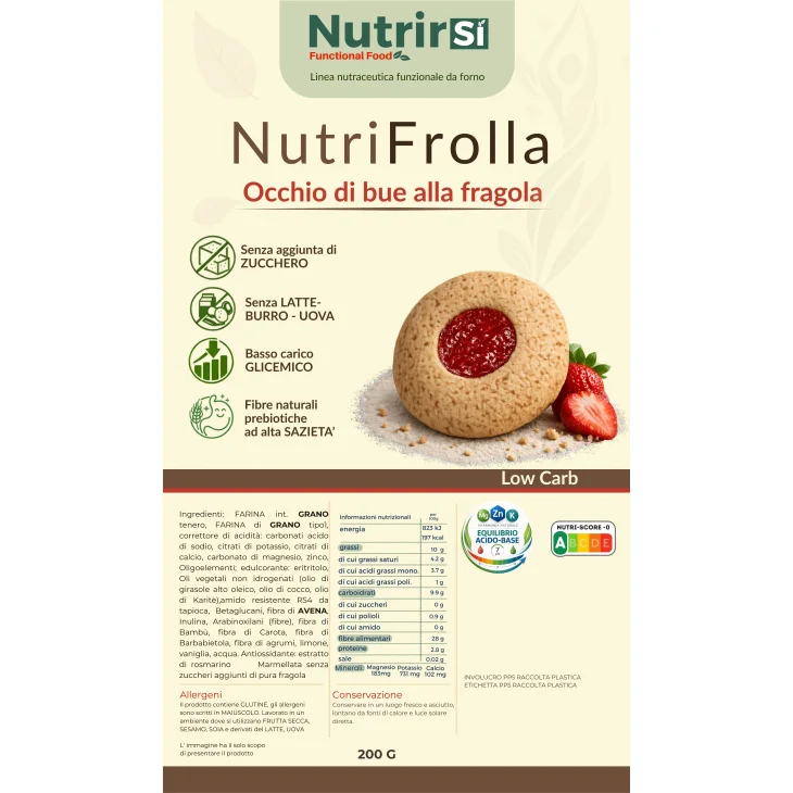 NutrirSi Biscotto & Marmellata Fragoline di Bosco Biscotti a basso carico glicemico 200 g
