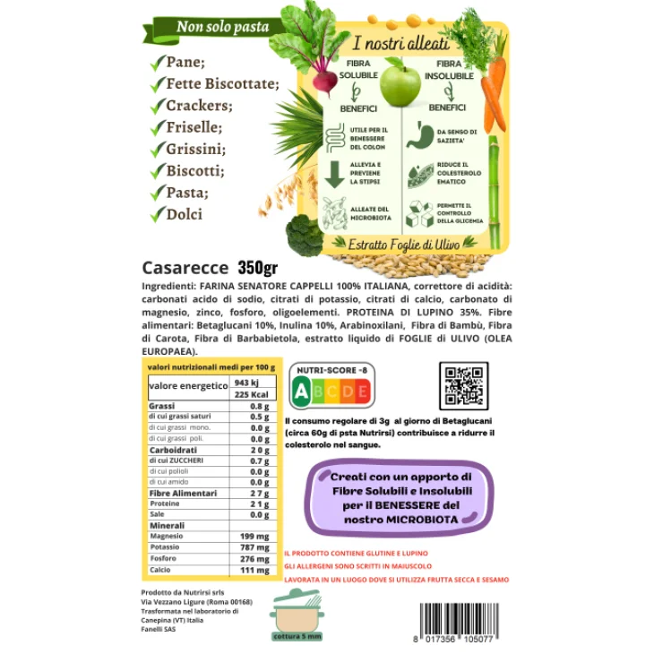 NutrirSi NutriPrime Casarecce Pasta a basso carico glicemico 350 gr
