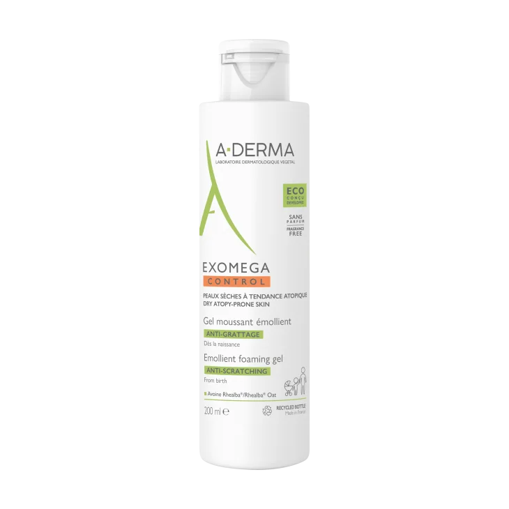 A-Derma Exomega Control Gel Detergente Emolliente Viso e Corpo 200 ml