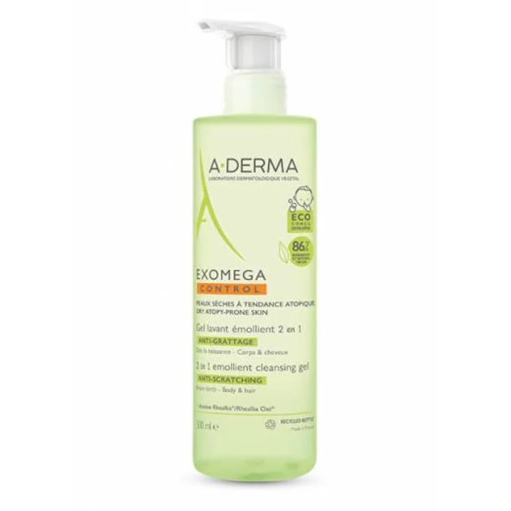 A-Derma Exomega Control Gel Lavante Emolliente Corpo e Capelli 500 ml