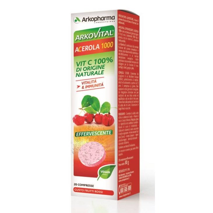 Arkopharma Arkovital Acerola 1000 Effervescente Integratore di Vitamina C 20 compresse