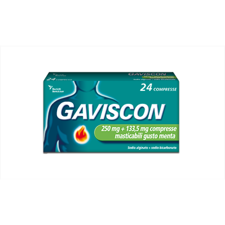 Gaviscon Trattamento contro il bruciore di stomaco occasionale Gusto Fragola 250 mg + 133,5 mg 24 compresse masticabili